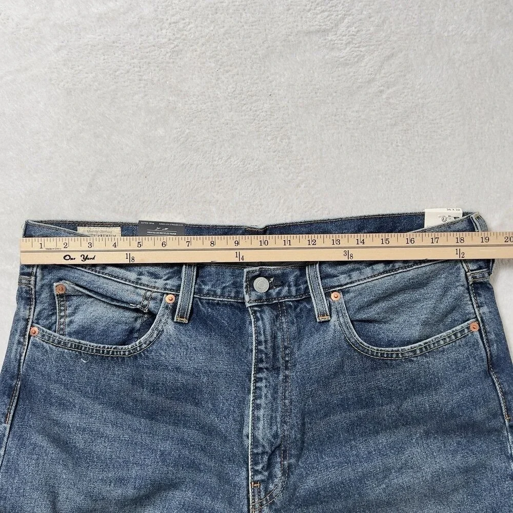 Levis Premium‎ 568 Loose Straight Jeans Mens Sz 36x32 Medium Wash 100% Cotton